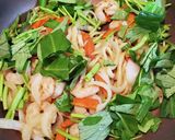 エビと空芯菜のxo醤焼きうどん作り方5写真