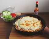 重ねて焼くだけ☆スパゲティミートグラタン作り方8写真