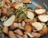 ウインナーとピーマンのおかず揚げ入り梅おかか炒め作り方3写真