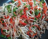 今夜の夕飯ピーマンもやし挽肉野菜炒め主菜作り方5写真