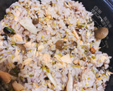 鮭としめじと豆苗の白だし炊き込みご飯作り方5写真