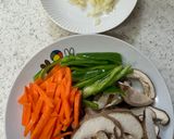 鮭と♡きのこ彩り野菜のガーリック生姜あん作り方2写真