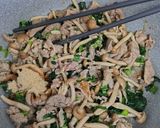 味噌漬け豚肉ののアーリオオーリオパスタ作り方3写真