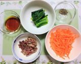 夏の夕飯！小松菜コンビーフチャンプル素麺作り方1写真