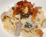 牡蠣のクリームパスタ　パリパリチーズ乗せ作り方8写真