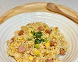 昼食夕食に。シャウエッセンのバター醤油コーン炒飯作り方6写真