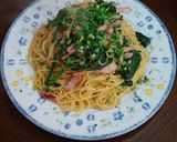 青菜とパンチェッタの和風パスタ作り方4写真