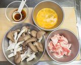 平茸と豚肉と卵の炒めもの作り方2写真