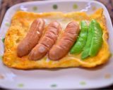 卵のお皿でオムウインナー作り方5写真
