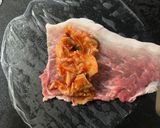 豚肉とキムチとチーズのライスペーパー焼き作り方4写真