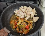 カポナータの残りでむね肉のパスタ作り方4写真