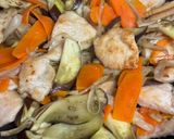 鶏むね肉とごぼうと茄子の中華風炒め♪作り方6写真
