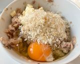 さば水煮缶でハンバーグ　鶏　卵　チーズ作り方3写真