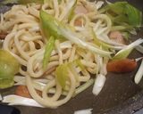 ウルイ醤油マヨネーズ焼き春うどん作り方2写真