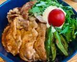 【超簡単】豚のマヨポン丼　ワンパンレシピ作り方4写真