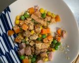レンジ簡単洋風味噌デミ味オムライス弁当作り方4写真