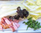 ベーコン白菜キクラゲ青唐辛子の中華パスタ作り方3写真