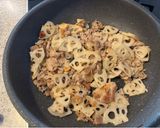 蓮根としめじの和風パスタ（肉入り）作り方4写真