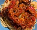 なすとトマトとひき肉のパスタ作り方8写真