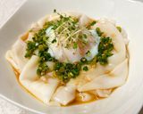 ワンタンの皮の刺身♪ネギ醤油だれユッケ作り方3写真