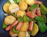 子供喜ぶ簡単夕飯ピーマン入りジャーマンポテト副菜作り方10写真