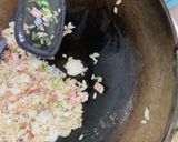 今日の焼き飯　ベーコン、ハム、レタス作り方3写真