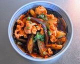 茄子と豚しゃぶの食べるラー油ソース和え作り方6写真