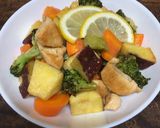 鶏肉とさつまいもの彩りレモンバター炒め作り方14写真