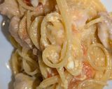 簡単具沢山・鶏肩肉のカルボナーラ風パスタ作り方7写真