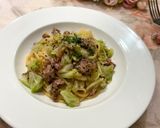 豚挽肉のサルシッチャと春キャベツのパスタ作り方14写真