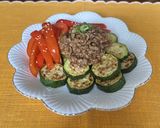 ズッキーニとパプリカのひき肉餡がけ作り方5写真