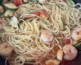 お店の味❣️花ニラと夏野菜とエビのスパゲッティ作り方8写真