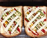 簡単時短ランチ☆かぼちゃ玉ねぎの彩り野菜トースト作り方8写真