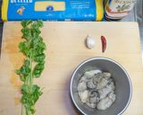 牡蠣とパクチーのパスタ作り方1写真