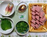 夏夕飯簡単鰻のタレ大葉薬味ローストビーフ作り方1写真