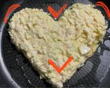 バレンタインご飯❤️型不要ハートお好み焼き作り方2写真