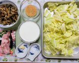 簡単昼食夕飯！キャベツ茸のクリームパスタ作り方1写真