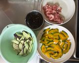かぼちゃ、なす、豚肉でしょうが焼き風✨作り方3写真