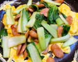 ソーセージと青梗菜と卵のバター醤油炒め作り方6写真