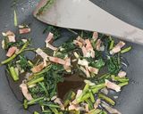 味付け簡単！春菊とベーコンの和風パスタ作り方8写真