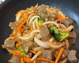 【ヘルシー】合挽肉と蒟蒻と野菜の中華炒め作り方5写真
