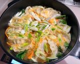 冷凍餃子と野菜で簡単！旨辛キムチ餃子鍋作り方8写真