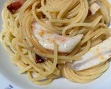 簡単明太子とびっこのガーリックいかパスタ作り方10写真