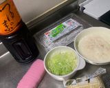 とろろそば（温）月見ネギかまぼこあげ玉作り方1写真