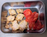 鶏の唐揚げのトマトチーズ焼き作り方1写真