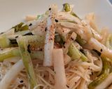 糠漬け蕪の葉っぱで冷製ペペロンチーノ作り方3写真