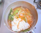 カニカマと豆富のスープ雑炊作り方6写真