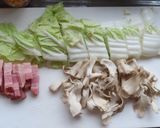 舞茸ベーコン白菜のニンニクオリーブ油の炒めパスタ作り方2写真