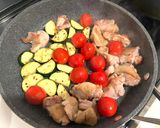 夏野菜と鶏肉の旨辛餡かけ作り方3写真