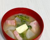 カブとベーコンのお味噌汁作り方6写真